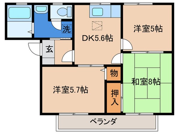 ひまわりガーデンE棟の物件間取画像